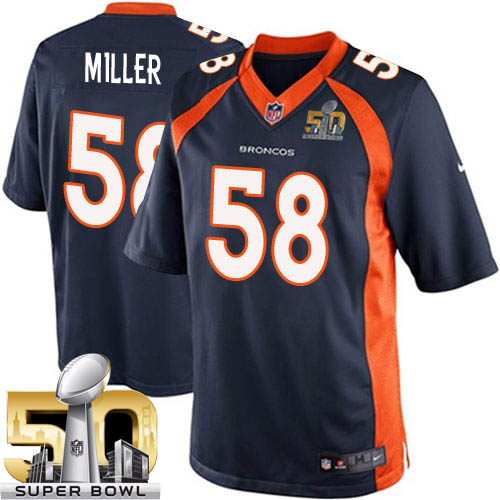 Men's Nike Denver Broncos #58 Von Miller Limited Navy Blue Alternate Super Bowl 50 Bound NFL Jersey