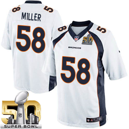 Youth Nike Denver Broncos #58 Von Miller Elite White Super Bowl 50 Bound NFL Jersey