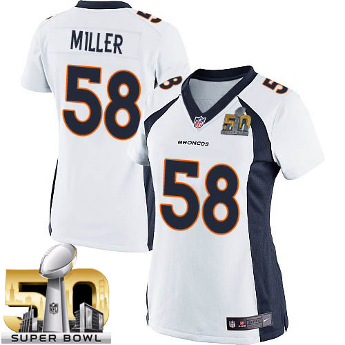 Women's Nike Denver Broncos #58 Von Miller Elite White Super Bowl 50 Bound NFL Jersey