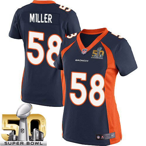 Women's Nike Denver Broncos #58 Von Miller Limited Navy Blue Alternate Super Bowl 50 Bound NFL Jersey