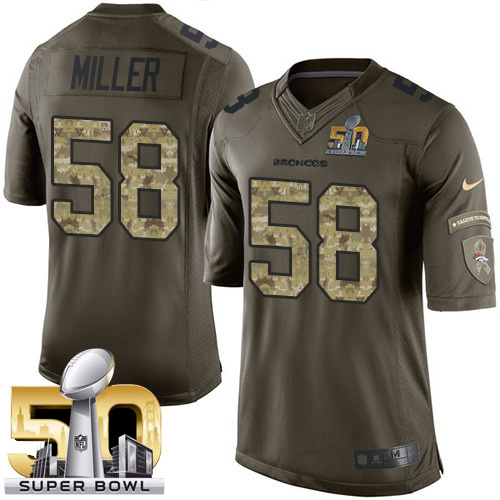 Men's Nike Denver Broncos #58 Von Miller Elite Green Salute to Service Super Bowl 50 Bound NFL Jersey