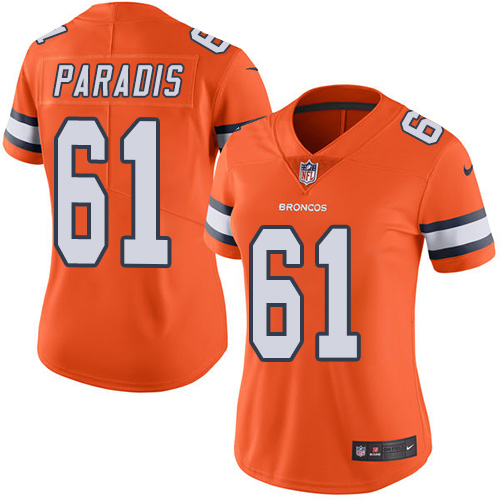 Women's Nike Denver Broncos #61 Matt Paradis Elite Orange Rush Vapor Untouchable NFL Jersey