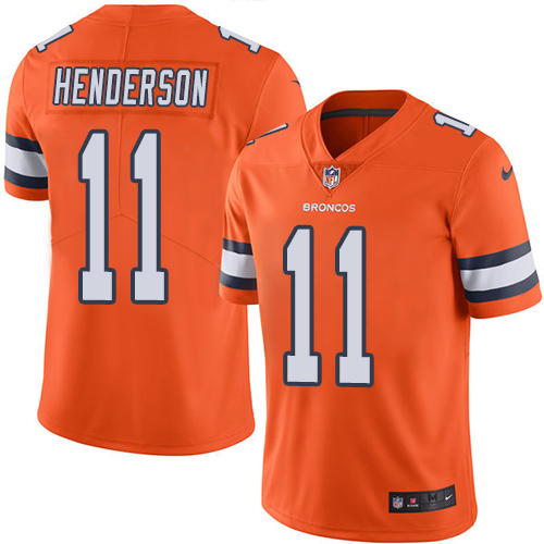 Men's Nike Denver Broncos #11 Carlos Henderson Limited Orange Rush Vapor Untouchable NFL Jersey