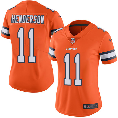 Women's Nike Denver Broncos #11 Carlos Henderson Limited Orange Rush Vapor Untouchable NFL Jersey