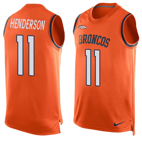 Men's Nike Denver Broncos #11 Carlos Henderson Limited Orange Player Name & Number Tank Top NFL Jersey