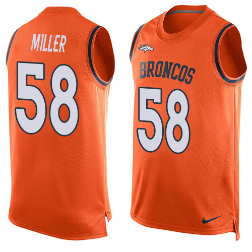 Men's Nike Denver Broncos #58 Von Miller Limited Orange Player Name & Number Tank Top NFL Jersey