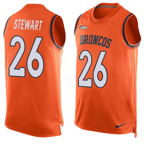 Men's Nike Denver Broncos #26 Darian Stewart Limited Orange Player Name & Number Tank Top NFL Jersey
