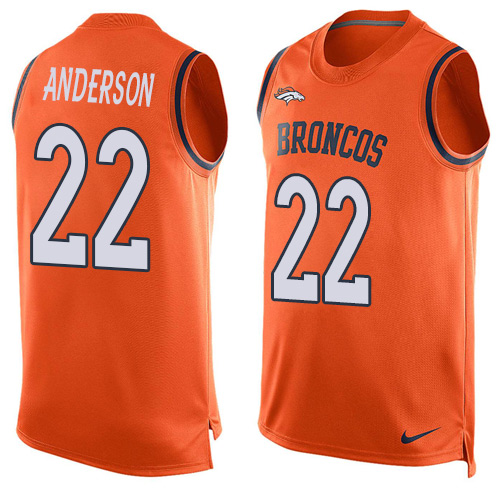Men's Nike Denver Broncos #22 C.J. Anderson Limited Orange Player Name & Number Tank Top NFL Jersey