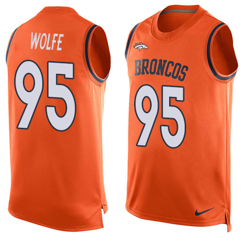 Men's Nike Denver Broncos #95 Derek Wolfe Limited Orange Player Name & Number Tank Top NFL Jersey