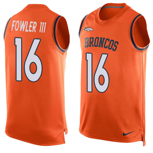 Men's Nike Denver Broncos #16 Bennie Fowler Limited Orange Player Name & Number Tank Top NFL Jersey