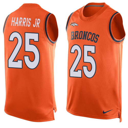 Men's Nike Denver Broncos #25 Chris Harris Jr Limited Orange Player Name & Number Tank Top NFL Jersey