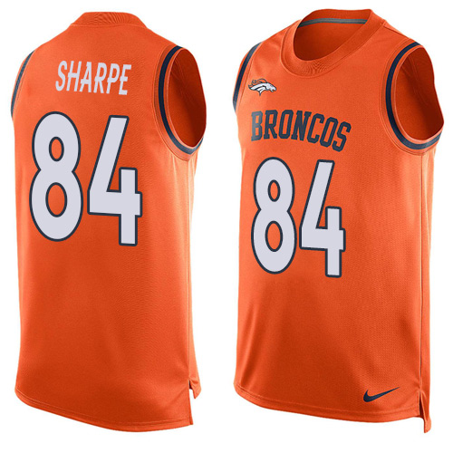 Men's Nike Denver Broncos #84 Shannon Sharpe Limited Orange Player Name & Number Tank Top NFL Jersey