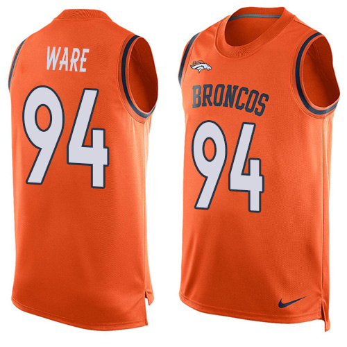 Men's Nike Denver Broncos #94 DeMarcus Ware Limited Orange Player Name & Number Tank Top NFL Jersey