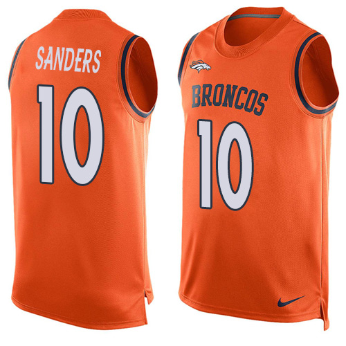 Men's Nike Denver Broncos #10 Emmanuel Sanders Limited Orange Player Name & Number Tank Top NFL Jersey