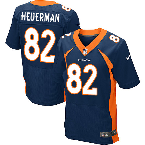 Men's Nike Denver Broncos #82 Jeff Heuerman Elite Navy Blue Alternate NFL Jersey