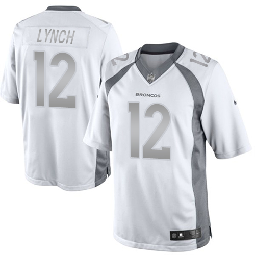 Men's Nike Denver Broncos #12 Paxton Lynch Limited White Platinum NFL Jersey