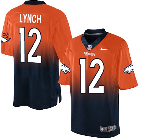 Men's Nike Denver Broncos #12 Paxton Lynch Elite Orange/Navy Fadeaway NFL Jersey