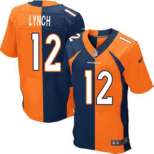 Men's Nike Denver Broncos #12 Paxton Lynch Elite Orange/Navy Split Fashion NFL Jersey