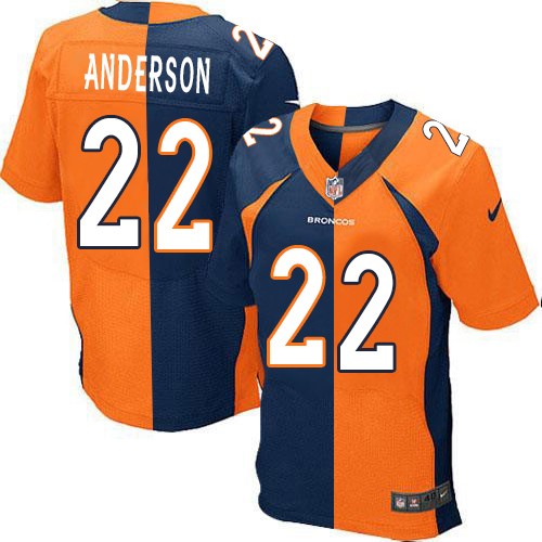 Men's Nike Denver Broncos #22 C.J. Anderson Elite Orange/Navy Split Fashion NFL Jersey