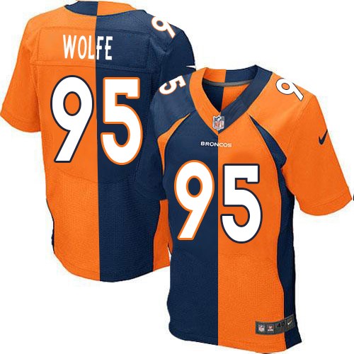 Men's Nike Denver Broncos #95 Derek Wolfe Elite Orange/Navy Split Fashion NFL Jersey