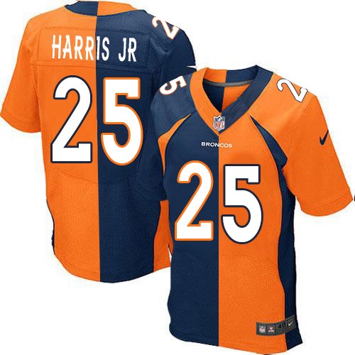 Men's Nike Denver Broncos #25 Chris Harris Jr Elite Orange/Navy Split Fashion NFL Jersey
