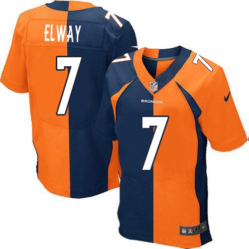 Men's Nike Denver Broncos #7 John Elway Elite Orange/Navy Split Fashion NFL Jersey