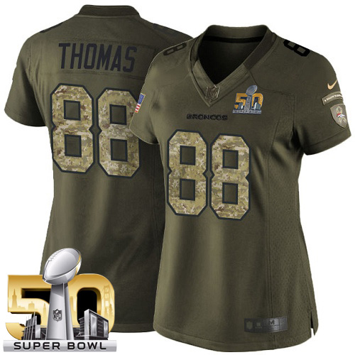 Women's Nike Denver Broncos #88 Demaryius Thomas Elite Green Salute to Service Super Bowl 50 Bound NFL Jersey