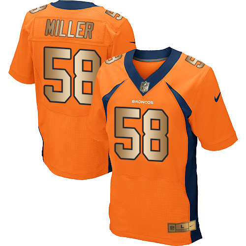 Men's Nike Denver Broncos #58 Von Miller Elite Orange/Gold Team Color NFL Jersey