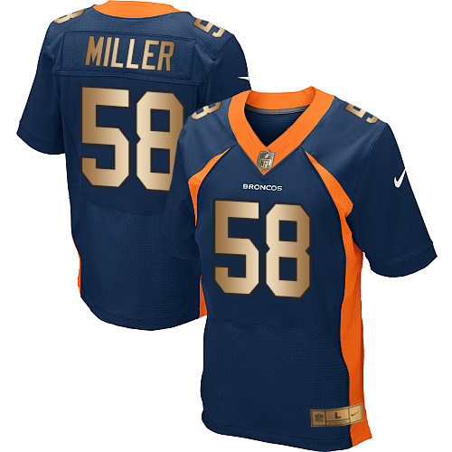 Men's Nike Denver Broncos #58 Von Miller Elite Navy/Gold Alternate NFL Jersey
