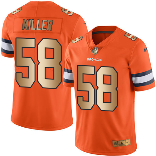 Men's Nike Denver Broncos #58 Von Miller Limited Orange/Gold Rush Vapor Untouchable NFL Jersey