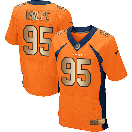 Men's Nike Denver Broncos #95 Derek Wolfe Elite Orange/Gold Team Color NFL Jersey