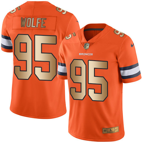 Men's Nike Denver Broncos #95 Derek Wolfe Limited Orange/Gold Rush Vapor Untouchable NFL Jersey