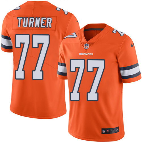 Men's Nike Denver Broncos #77 Billy Turner Limited Orange Rush Vapor Untouchable NFL Jersey