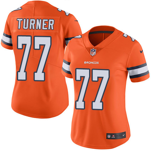 Women's Nike Denver Broncos #77 Billy Turner Limited Orange Rush Vapor Untouchable NFL Jersey