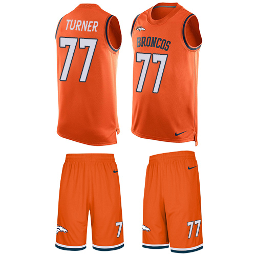 Men's Nike Denver Broncos #77 Billy Turner Limited Orange Tank Top Suit NFL Jersey