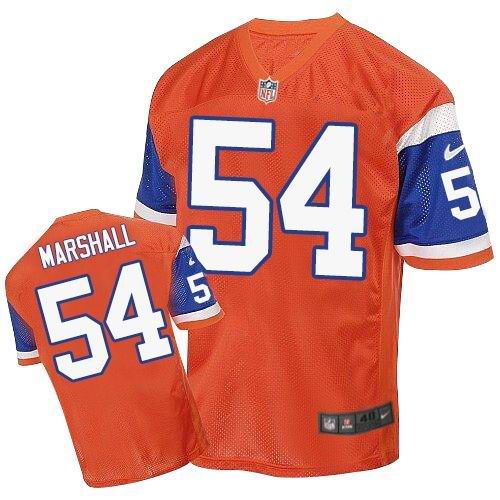 Men's Nike Denver Broncos #54 Brandon Marshall Elite Orange Throwback NFL Jersey