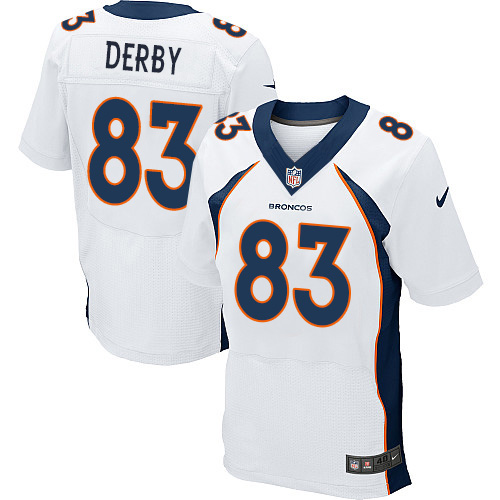 Men's Nike Denver Broncos #83 A.J. Derby Elite White NFL Jersey