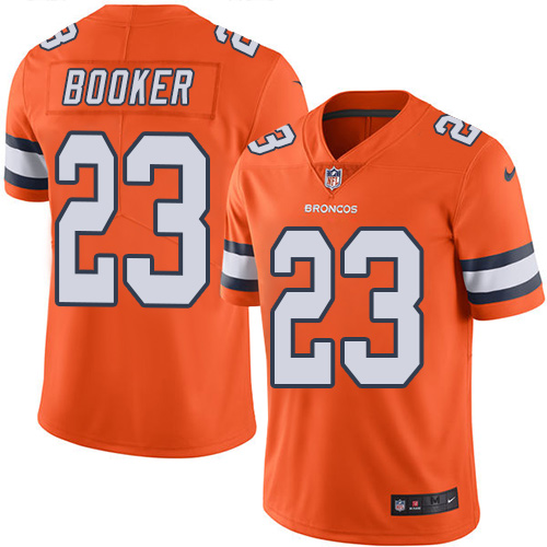 Men's Nike Denver Broncos #23 Devontae Booker Limited Orange Rush Vapor Untouchable NFL Jersey