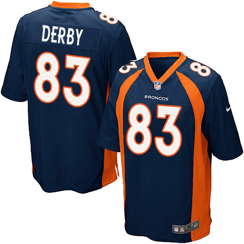 Men's Nike Denver Broncos #83 A.J. Derby Game Navy Blue Alternate NFL Jersey