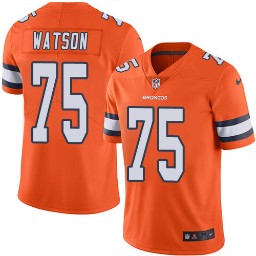 Men's Nike Denver Broncos #75 Menelik Watson Limited Orange Rush Vapor Untouchable NFL Jersey