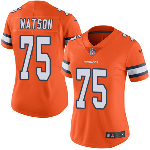 Women's Nike Denver Broncos #75 Menelik Watson Limited Orange Rush Vapor Untouchable NFL Jersey