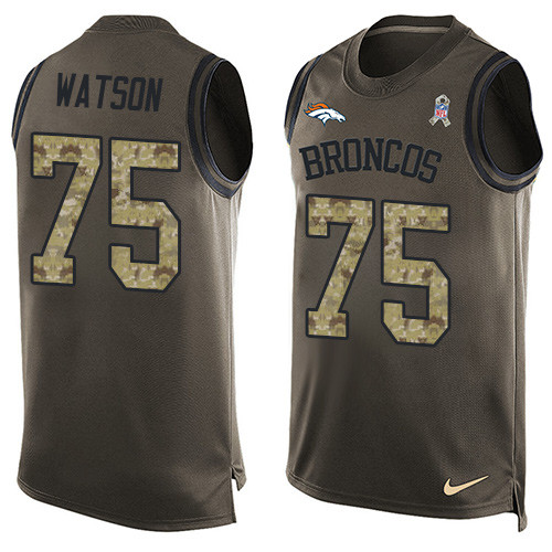 Men's Nike Denver Broncos #75 Menelik Watson Limited Green Salute to Service Tank Top NFL Jersey
