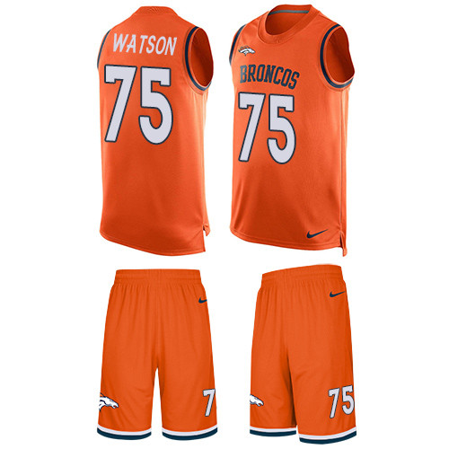 Men's Nike Denver Broncos #75 Menelik Watson Limited Orange Tank Top Suit NFL Jersey