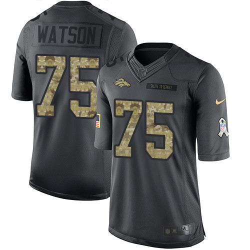 Men's Nike Denver Broncos #75 Menelik Watson Limited Black 2016 Salute to Service NFL Jersey