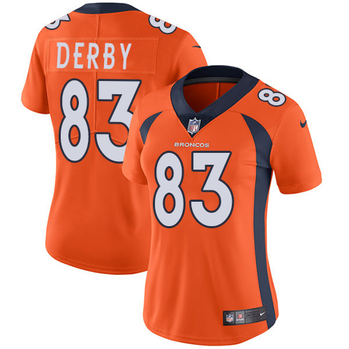 Women's Nike Denver Broncos #83 A.J. Derby Orange Team Color Vapor Untouchable Elite Player NFL Jersey