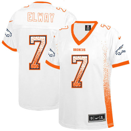 Women's Nike Denver Broncos #7 John Elway Elite White Drift Fashion NFL Jersey