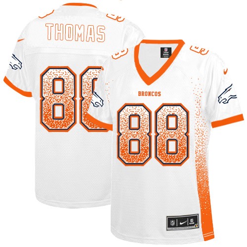 Women's Nike Denver Broncos #88 Demaryius Thomas Elite White Drift Fashion NFL Jersey