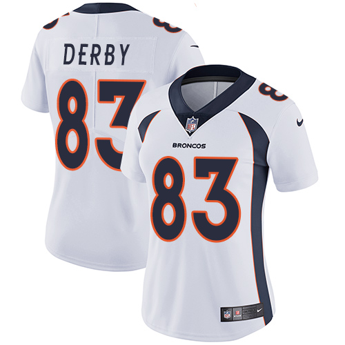 Women's Nike Denver Broncos #83 A.J. Derby White Vapor Untouchable Elite Player NFL Jersey