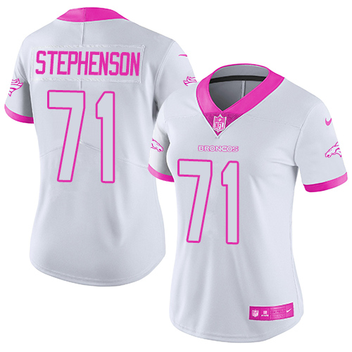 Women's Nike Denver Broncos #71 Donald Stephenson Limited White/Pink Rush Fashion NFL Jersey