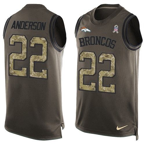 Men's Nike Denver Broncos #22 C.J. Anderson Limited Green Salute to Service Tank Top NFL Jersey